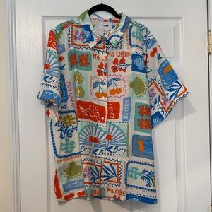 Le Bop ‘Cecelia’ Fruit Medley Multi-Color Short Sleeve Button-Up Shirt Size XXL